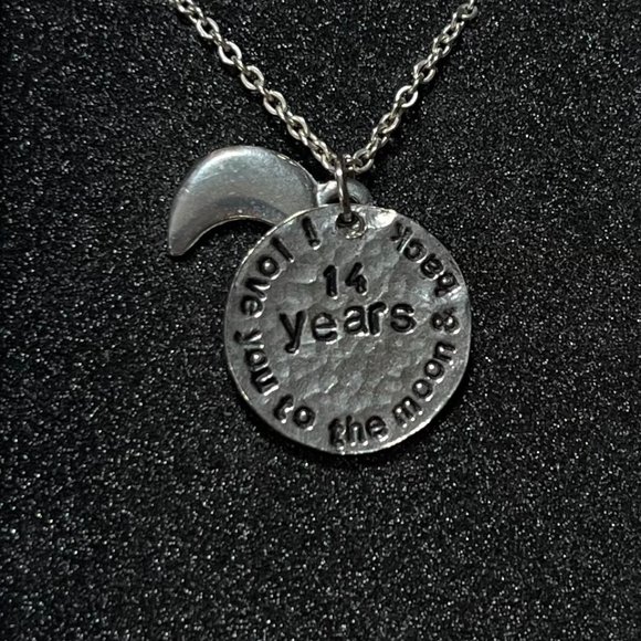 Wedding Anniversary I Love You To The Moon and Back Necklace 14th Anniversary - Picture 7 of 8